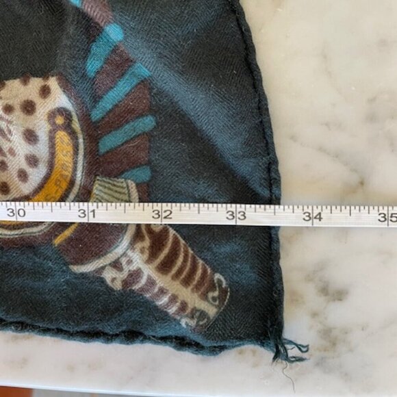 HERMES Flag Print Square Green Blue Gold Red Large Vintage Scarf - Picture 15 of 17